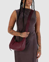 Small Recycled Leather Crescent Bag Mahogany BAGS