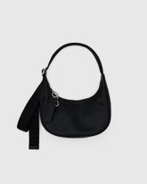 Small Recycled Leather Crescent Bag Black BAGS