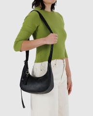 Small Recycled Leather Crescent Bag Black BAGS