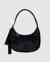 Medium Recycled Leather Crescent Bag Black BAGS