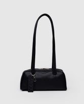 Small Recycled Leather Bowler Bag Black BAGS