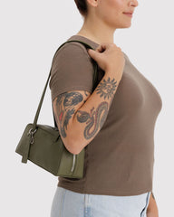 Small Recycled Leather Bowler Bag Loden BAGS