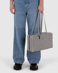 Medium Nylon Bowler Bag Black & White Gingham BAGS