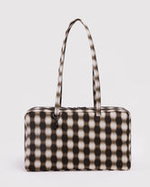 Medium Nylon Bowler Bag Blurred Gingham Brown BAGS