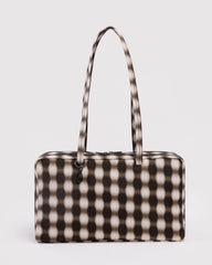 Medium Nylon Bowler Bag Blurred Gingham Brown BAGS