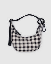 Crescent Bag Charm Black & White Gingham