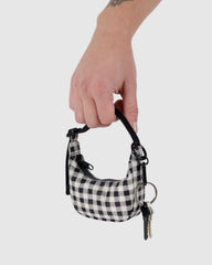 Crescent Bag Charm Black & White Gingham