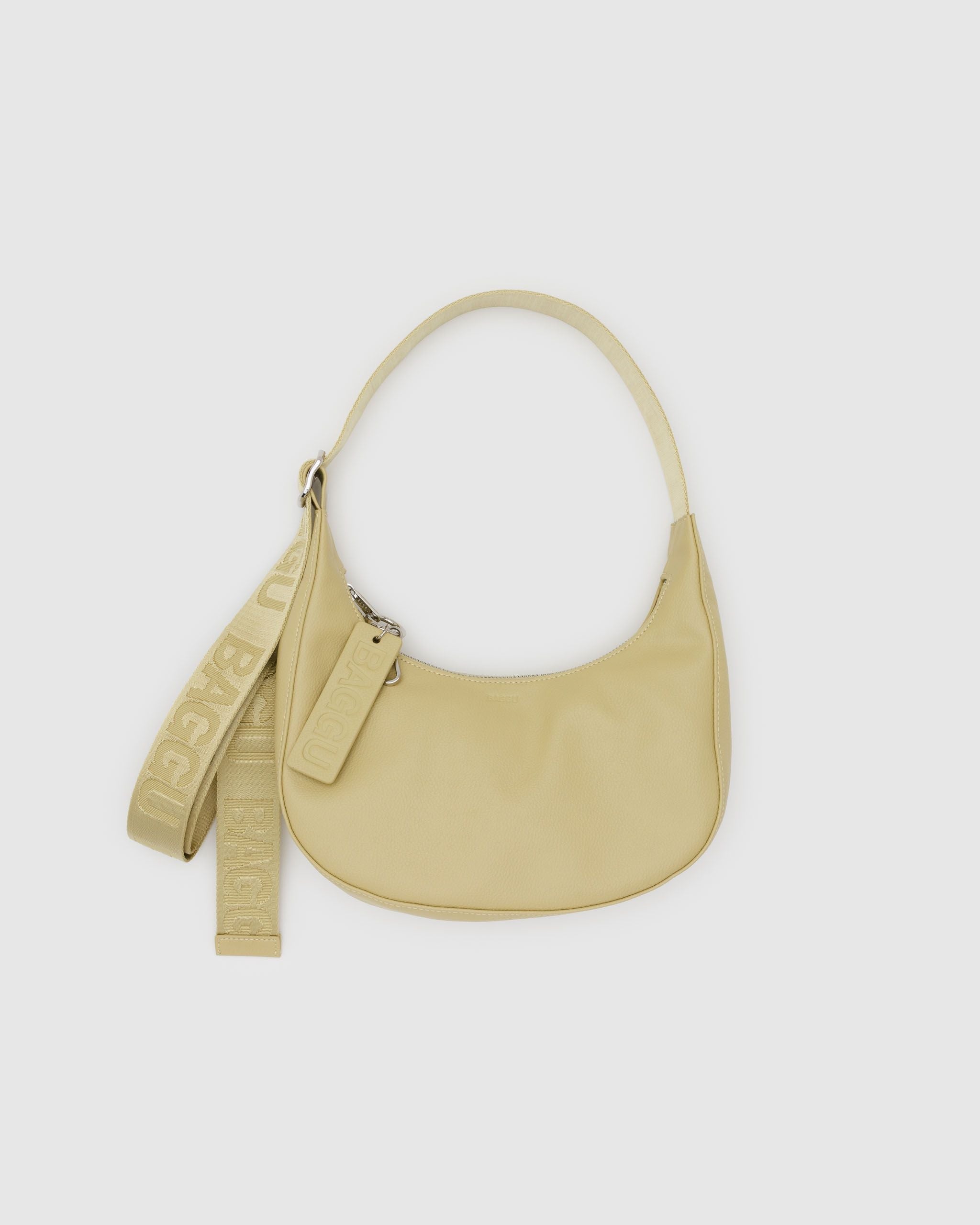 Small Recycled Leather Crescent Bag Straw BAGS