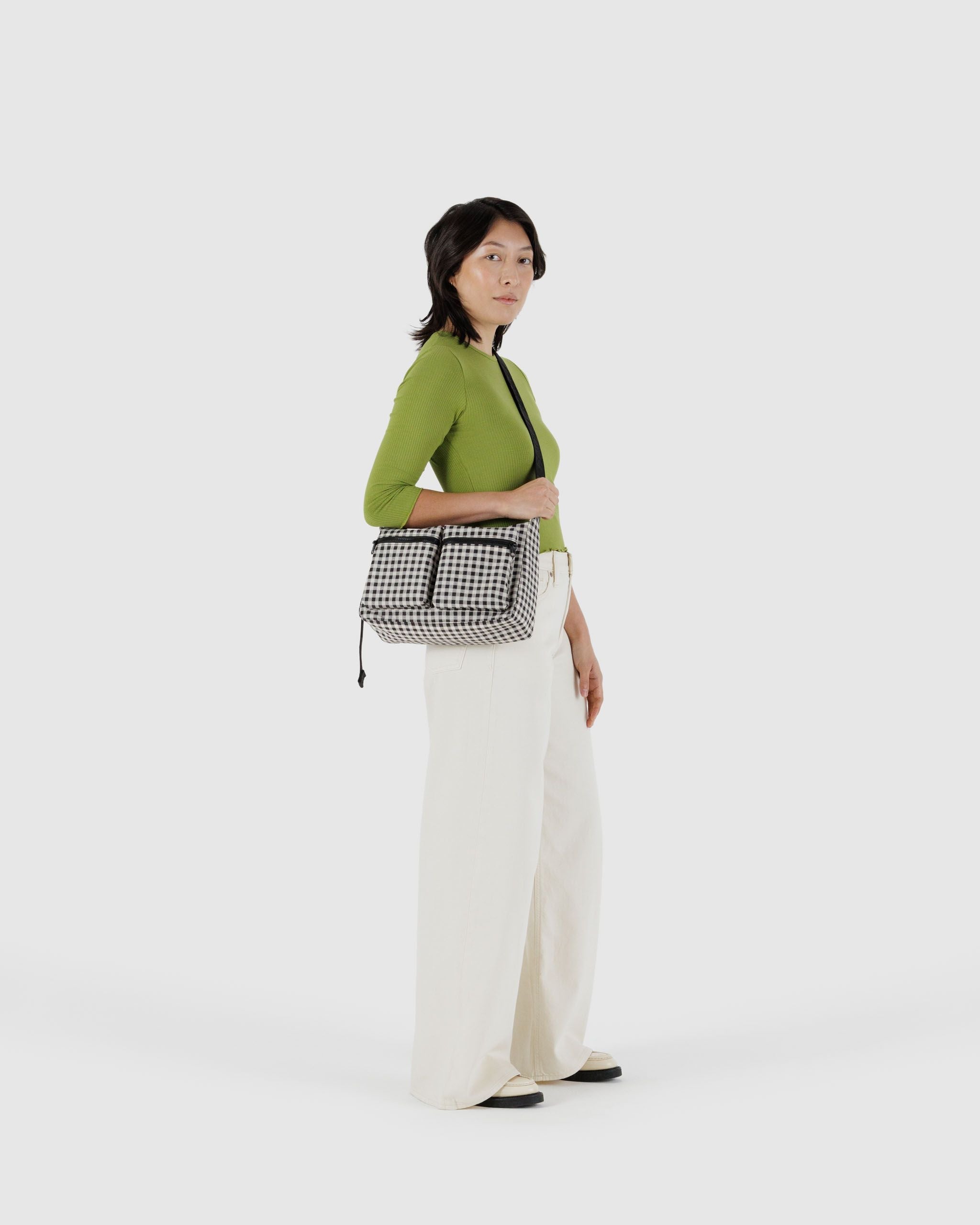 Medium Cargo Crossbody Black & White Gingham BAGS