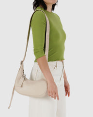 Small Recycled Leather Crescent Bag Stone BAGS