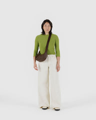 Small Recycled Leather Crescent Bag Brown BAGS