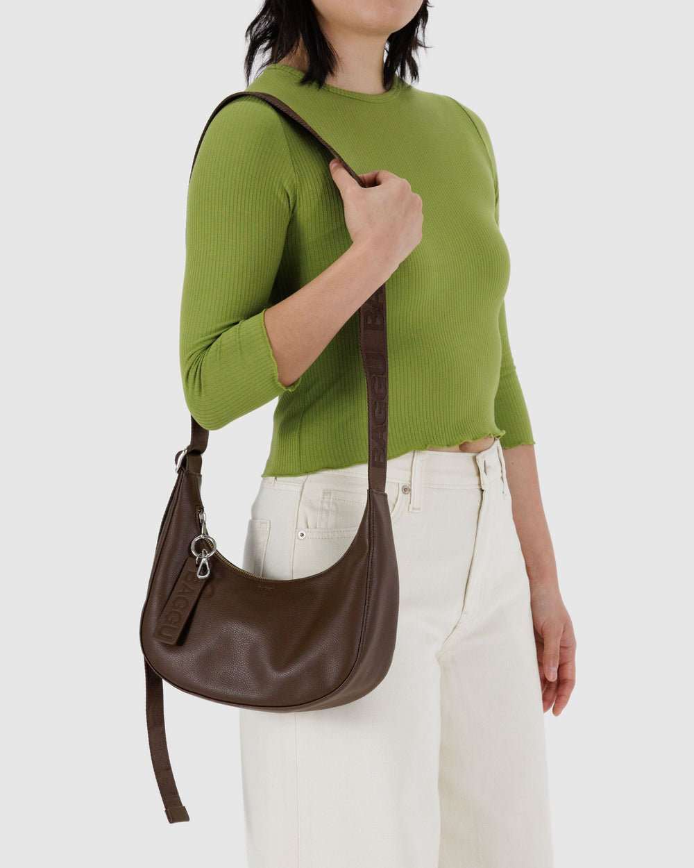 Small Recycled Leather Crescent Bag Brown BAGS