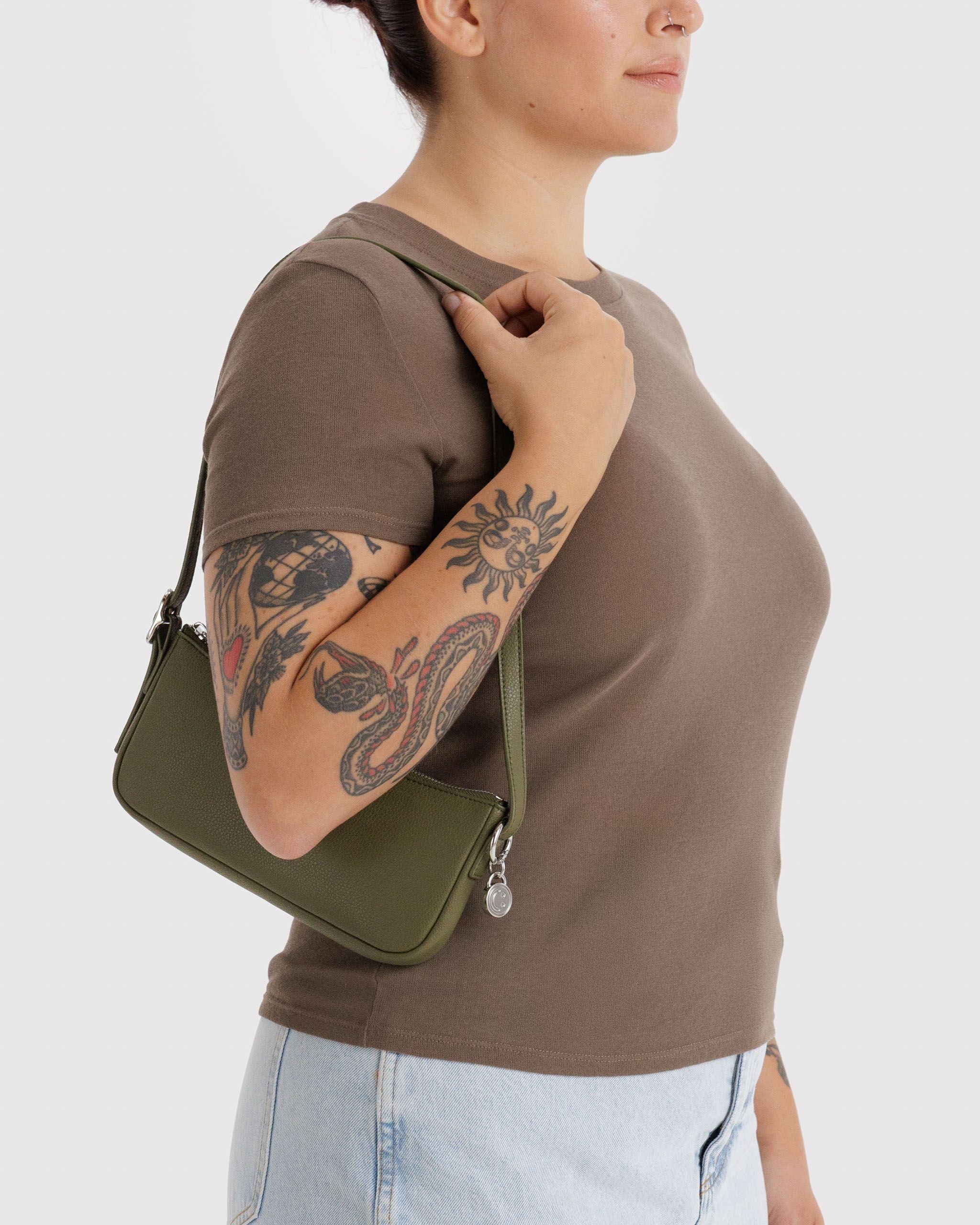 Recycled Leather Pochette Loden BAGS