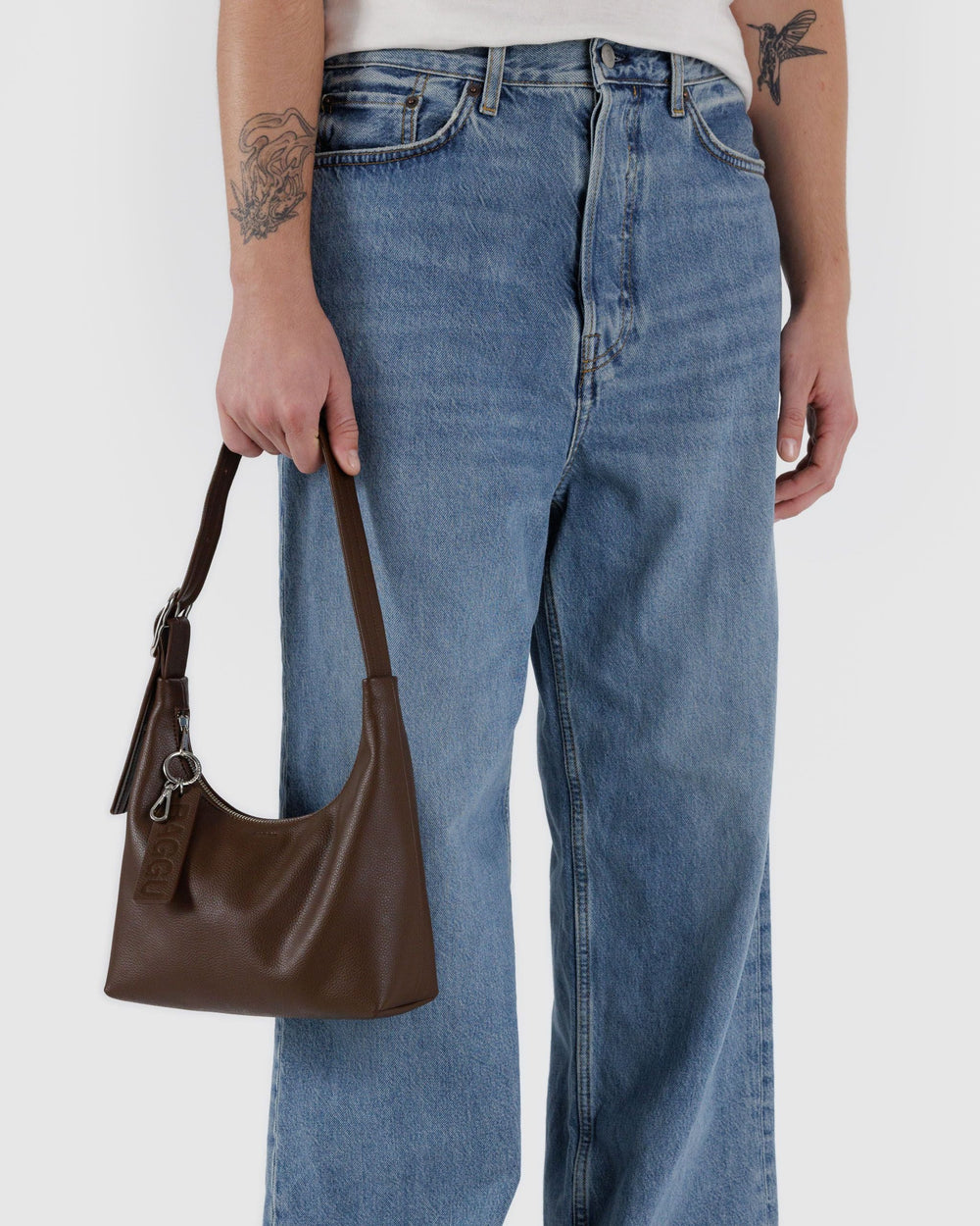 Mini Recycled Leather Shoulder Bag Brown BAGS