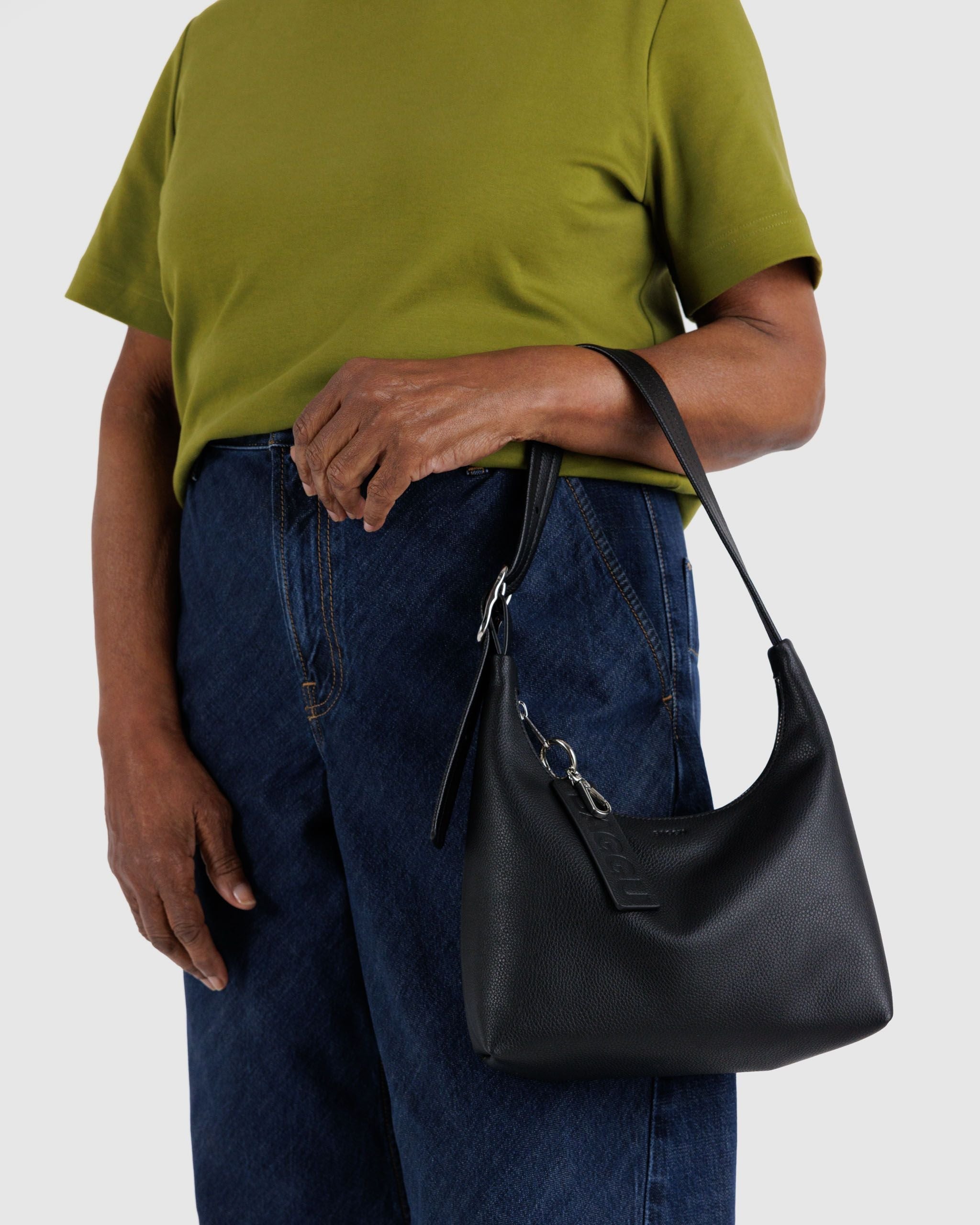 Mini Recycled Leather Shoulder Bag Black BAGS
