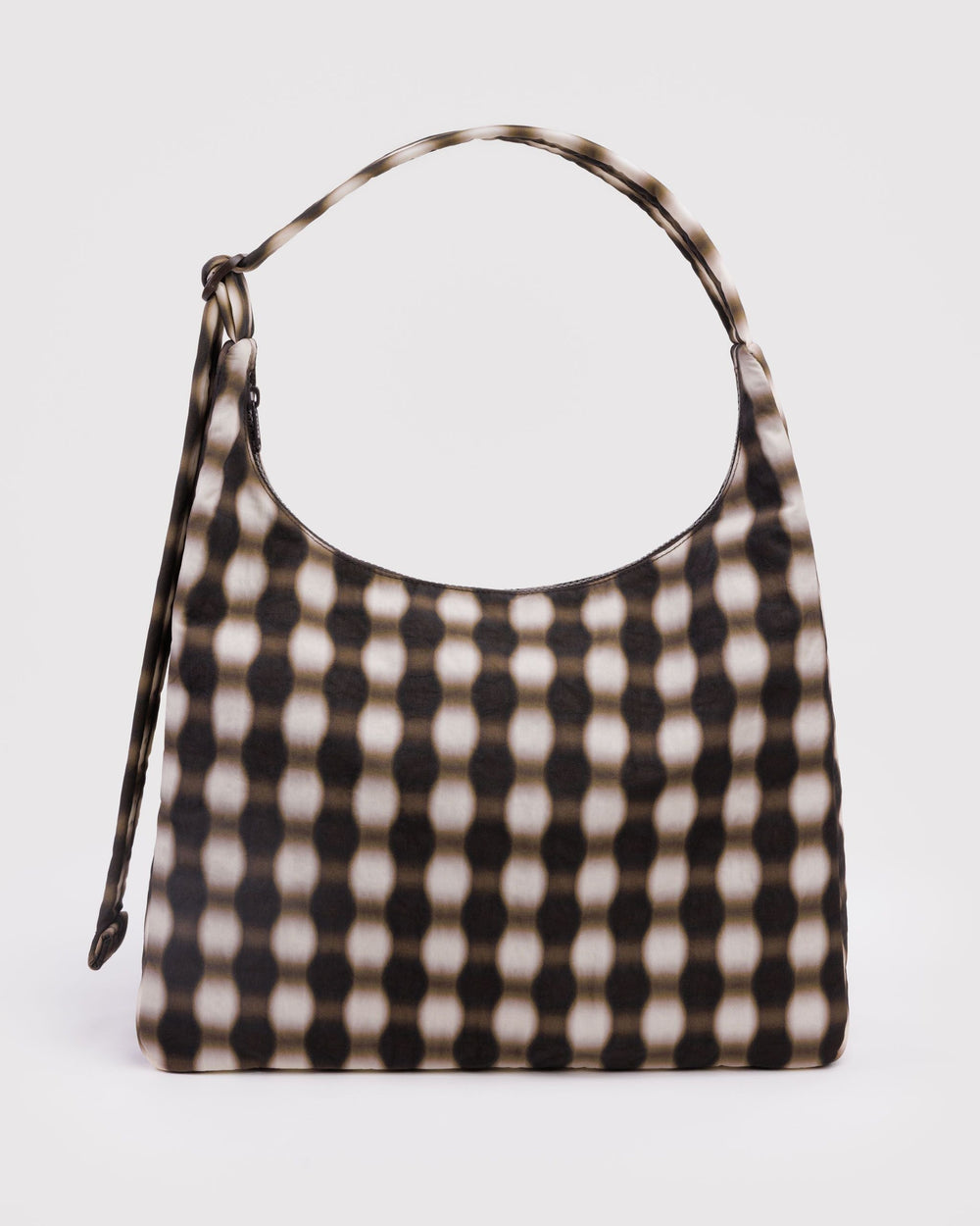 Nylon Shoulder Bag Blurred Gingham Brown BAGS
