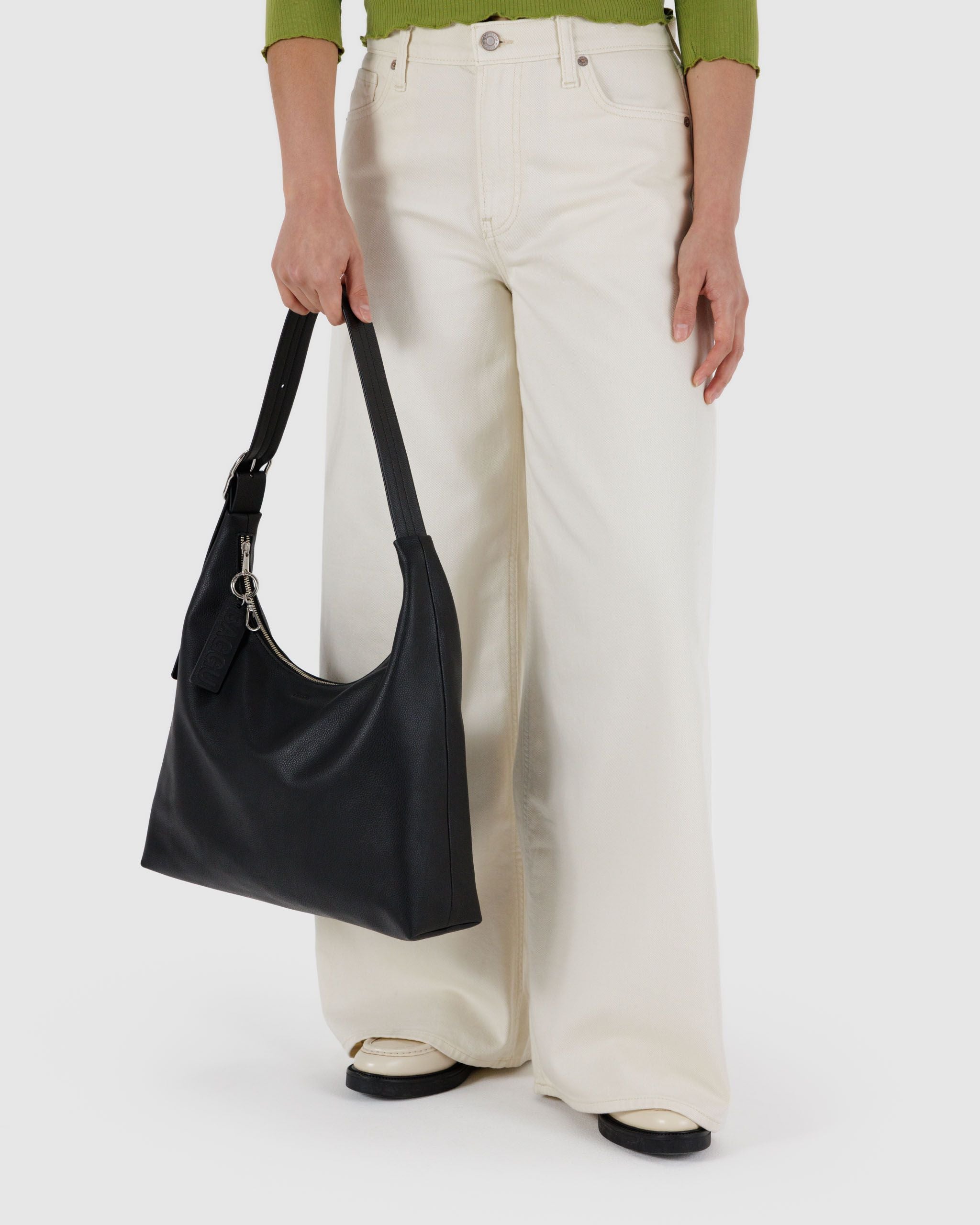 Recycled Leather Shoulder Bag Black BAGS