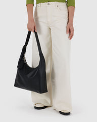 Recycled Leather Shoulder Bag Black BAGS