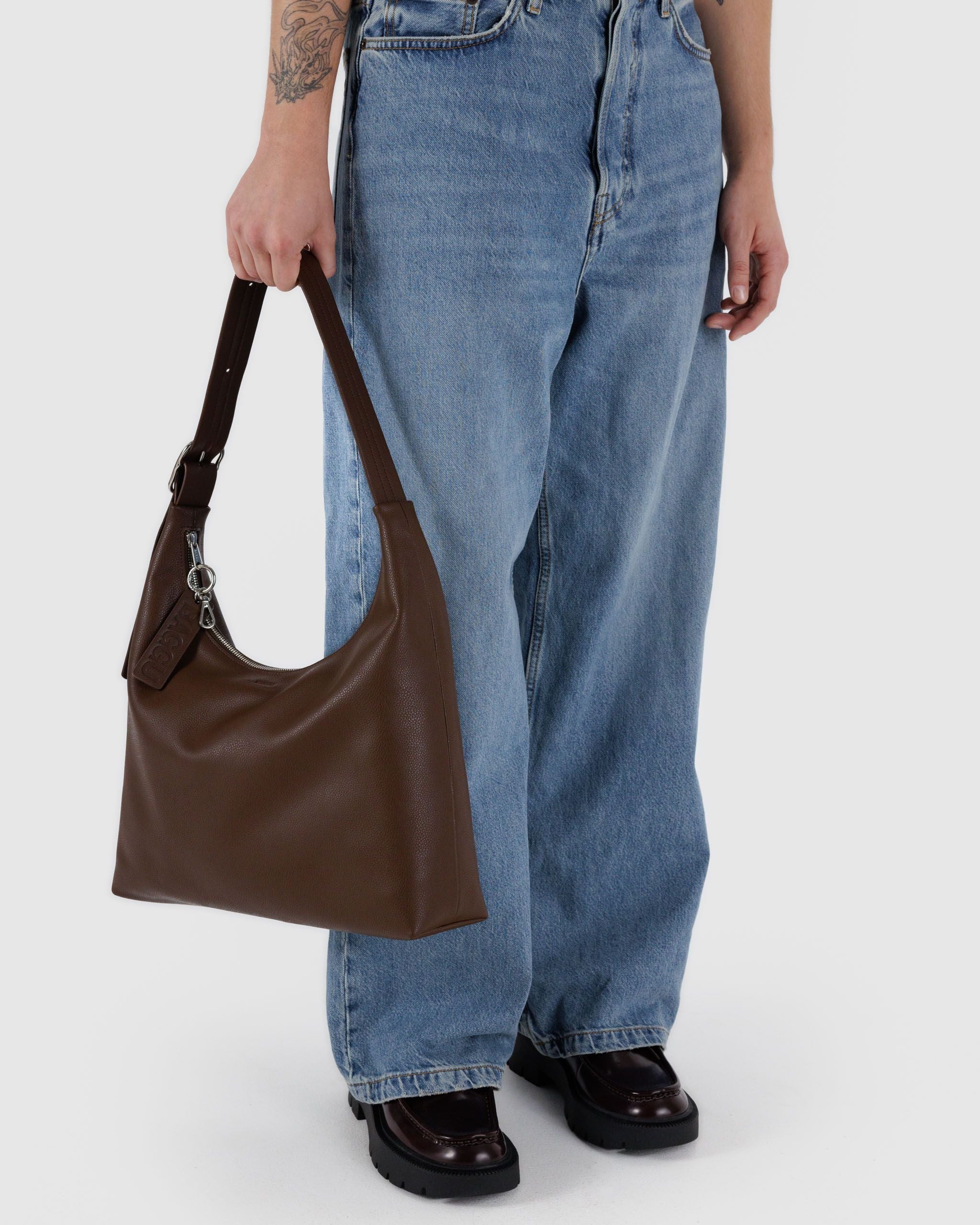 Recycled Leather Shoulder Bag Brown BAGS
