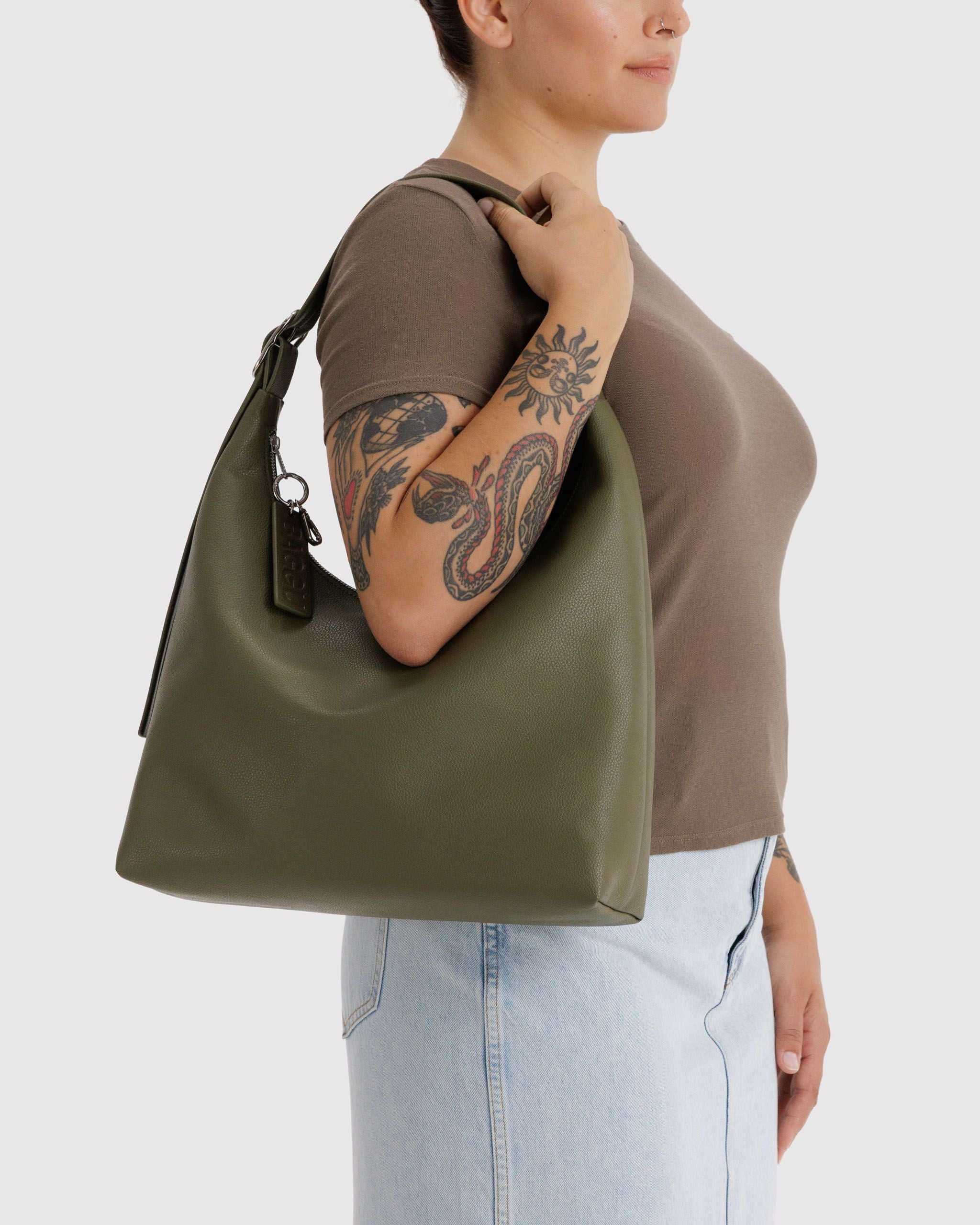 Recycled Leather Shoulder Bag Loden BAGS