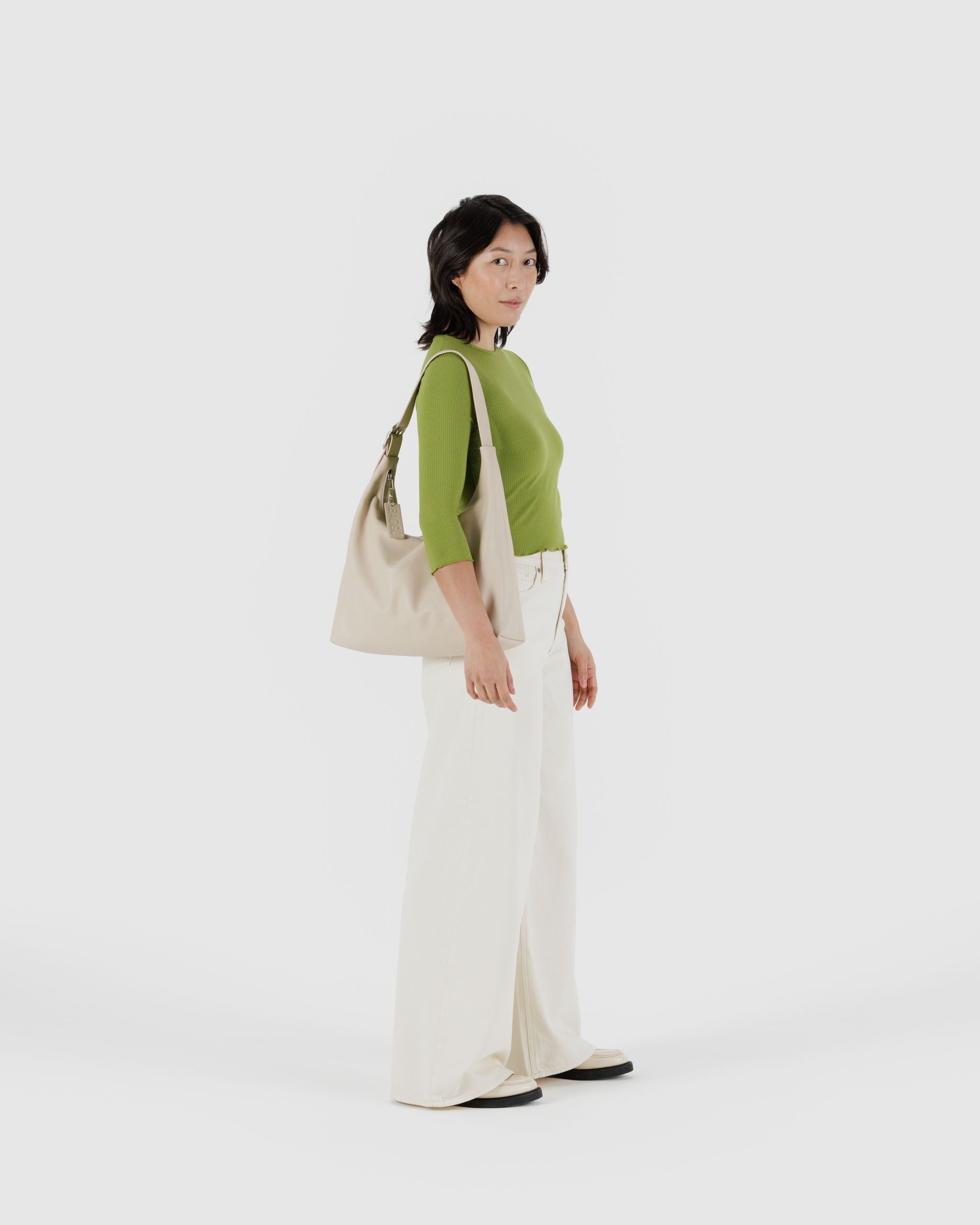 Recycled Leather Shoulder Bag Stone BAGS