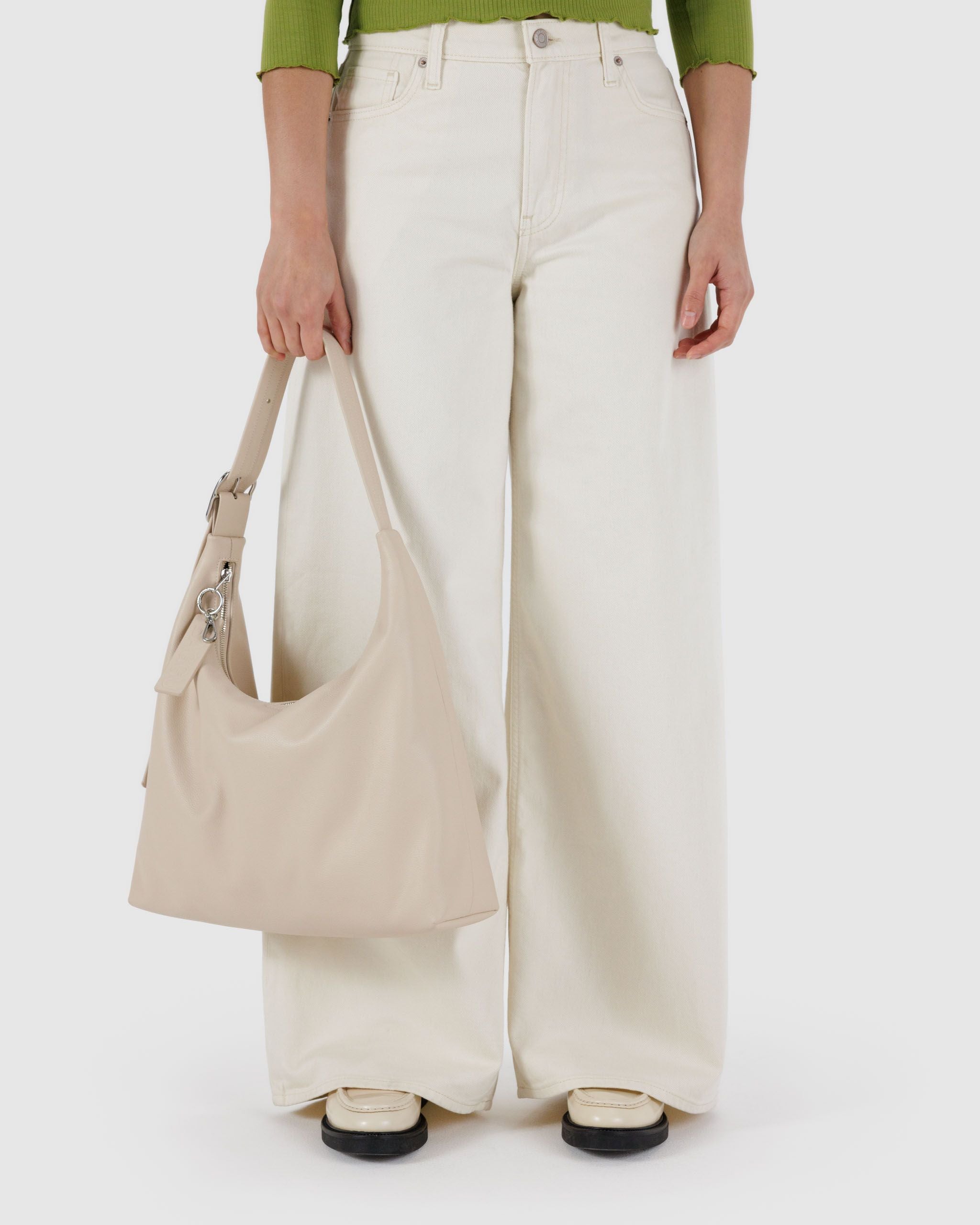Recycled Leather Shoulder Bag Stone BAGS