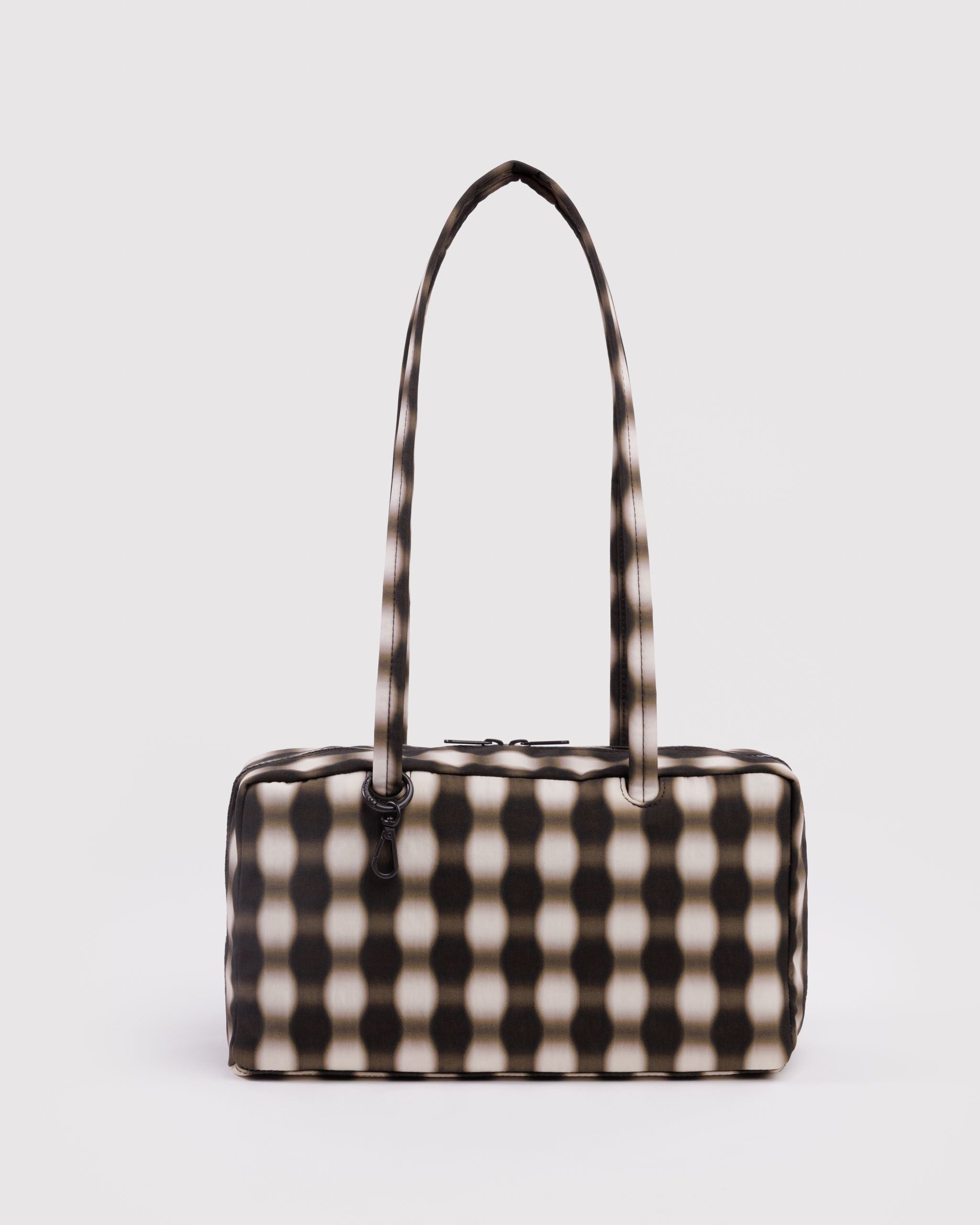 Nylon Bowler Bag Blurred Gingham Brown BAGS