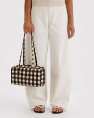 Nylon Bowler Bag Blurred Gingham Brown BAGS