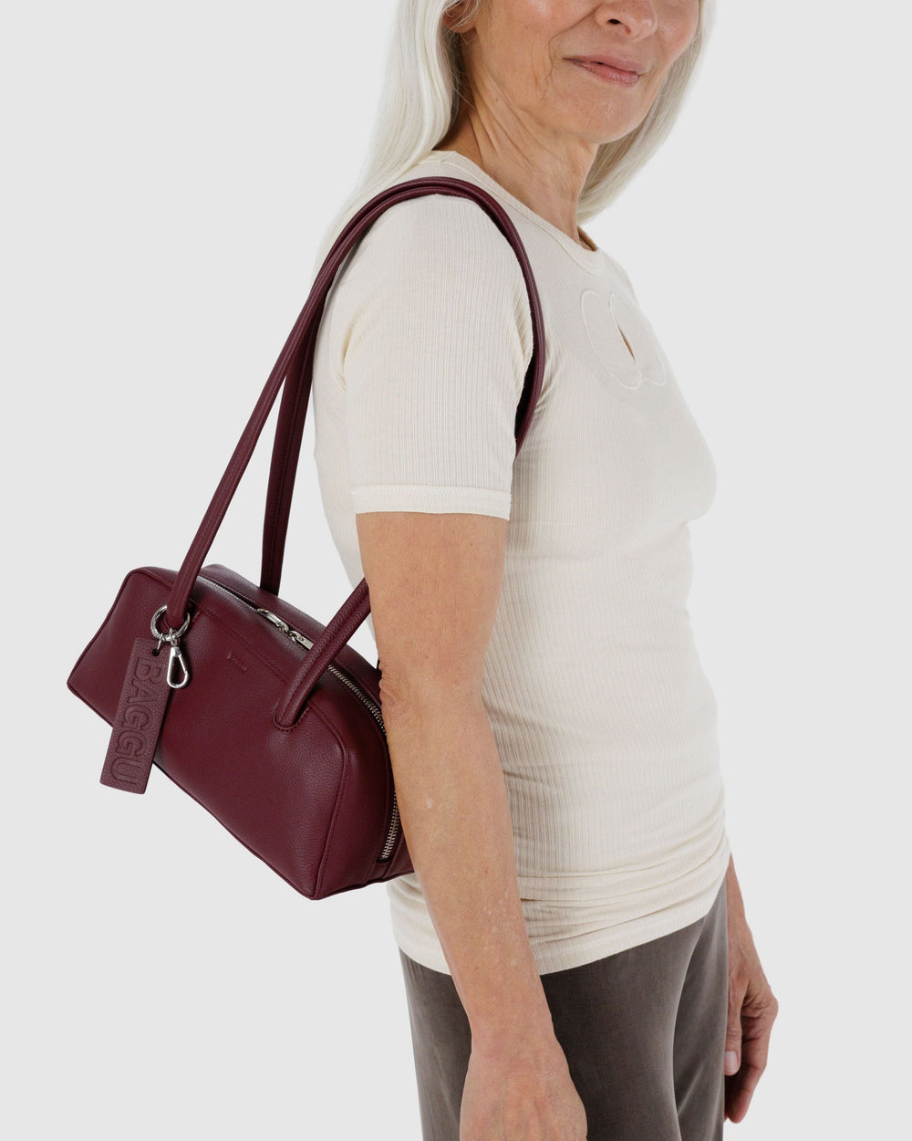 Small Recycled Leather Bowler Bag Mahogany BAGS