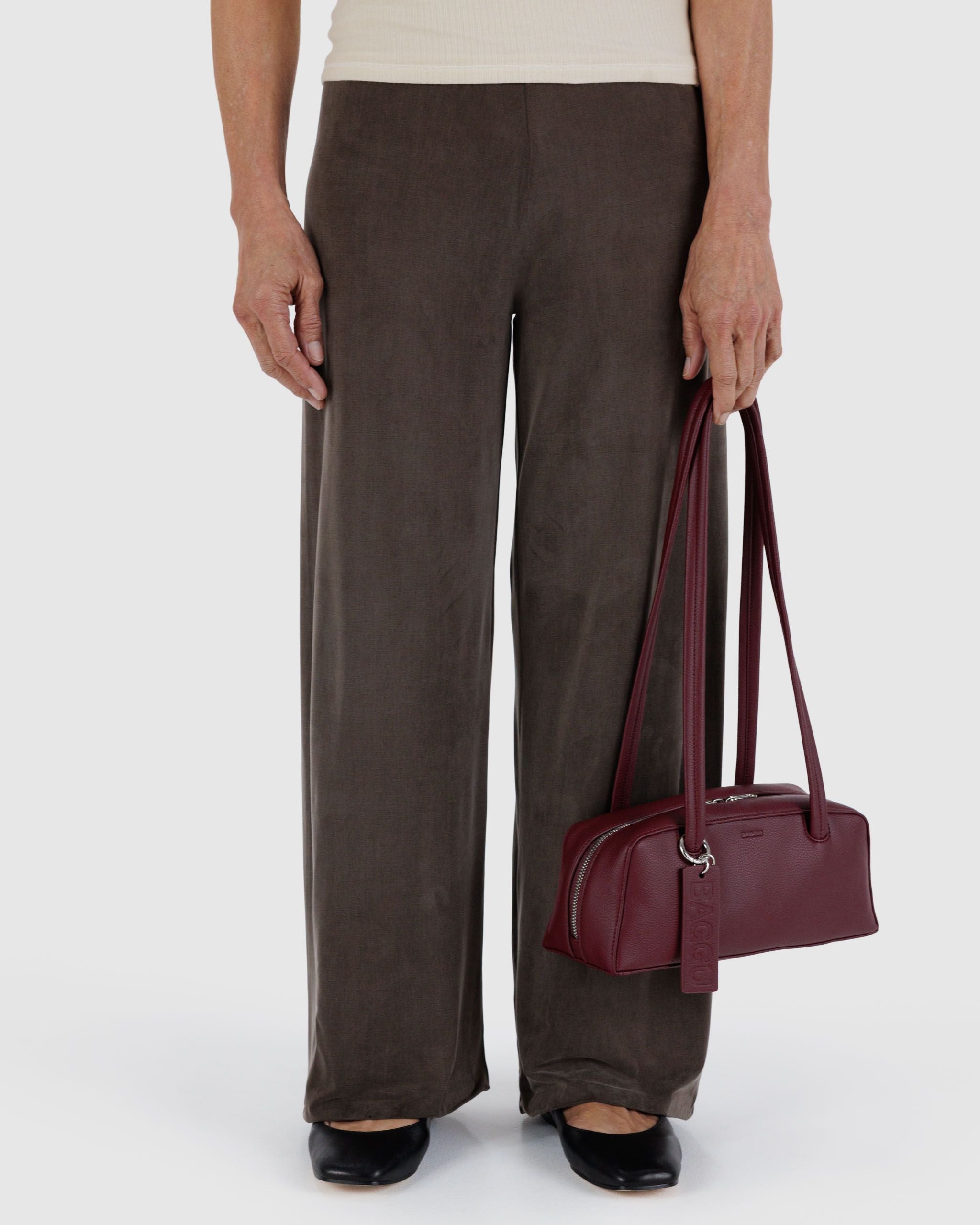 Small Recycled Leather Bowler Bag Mahogany BAGS