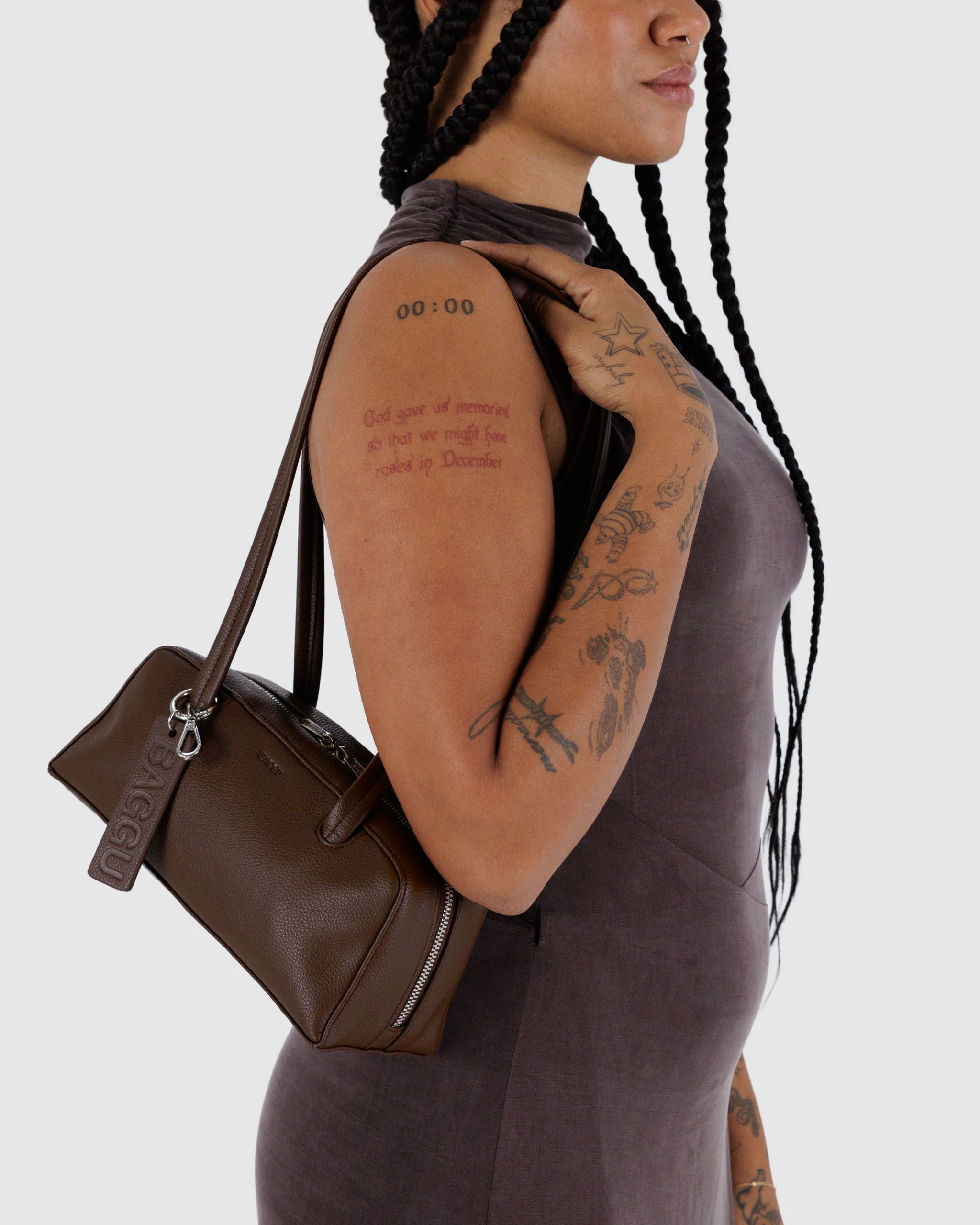 Small Recycled Leather Bowler Bag Brown BAGS