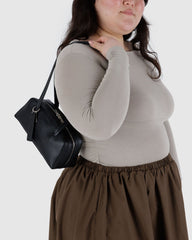 Small Recycled Leather Bowler Bag Black BAGS