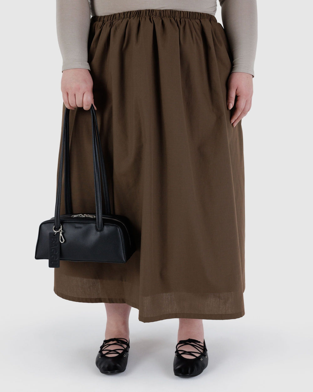 Small Recycled Leather Bowler Bag Black BAGS