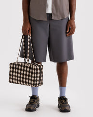 Medium Nylon Bowler Bag Blurred Gingham Brown BAGS