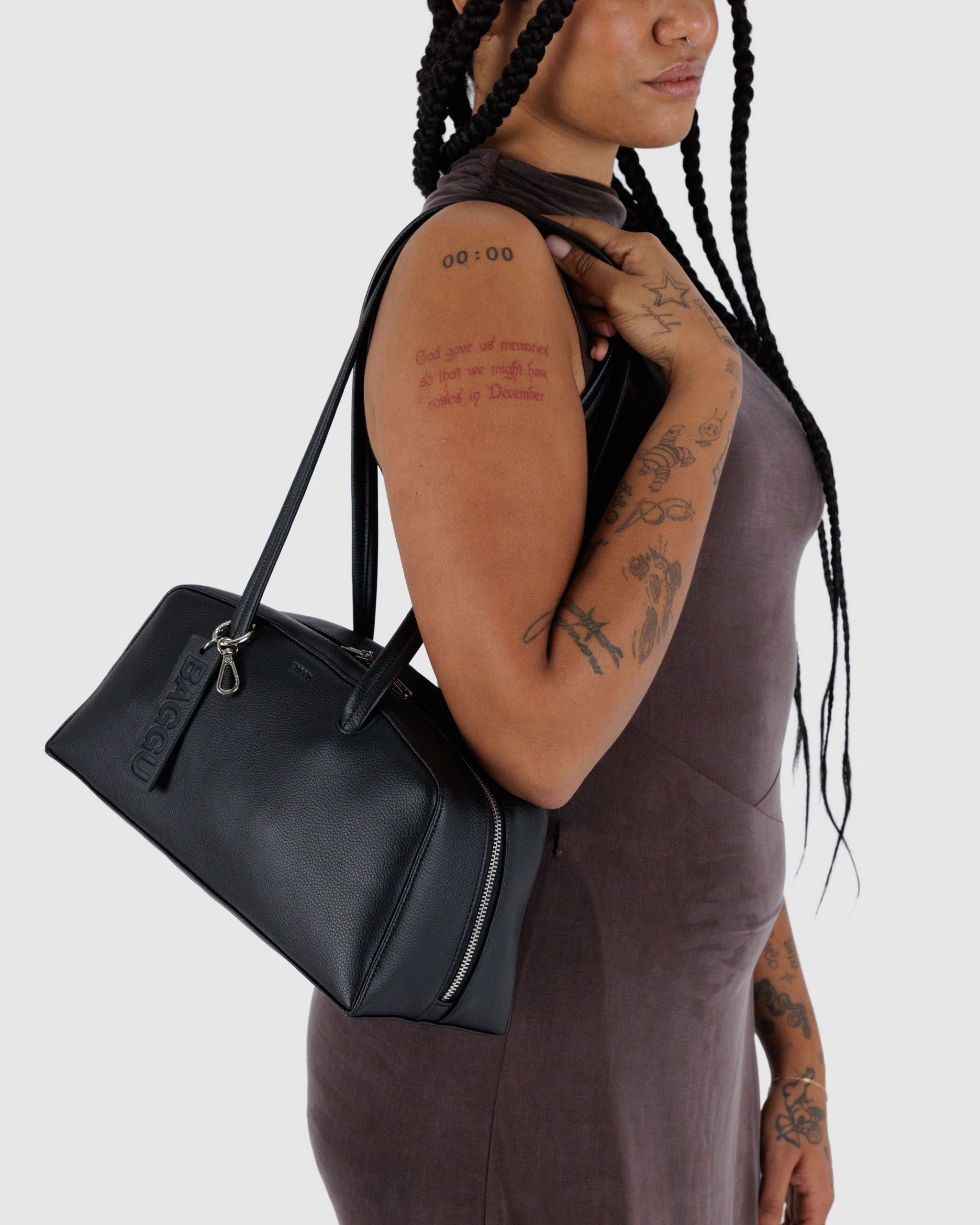 Recycled Leather Bowler Bag Black BAGS