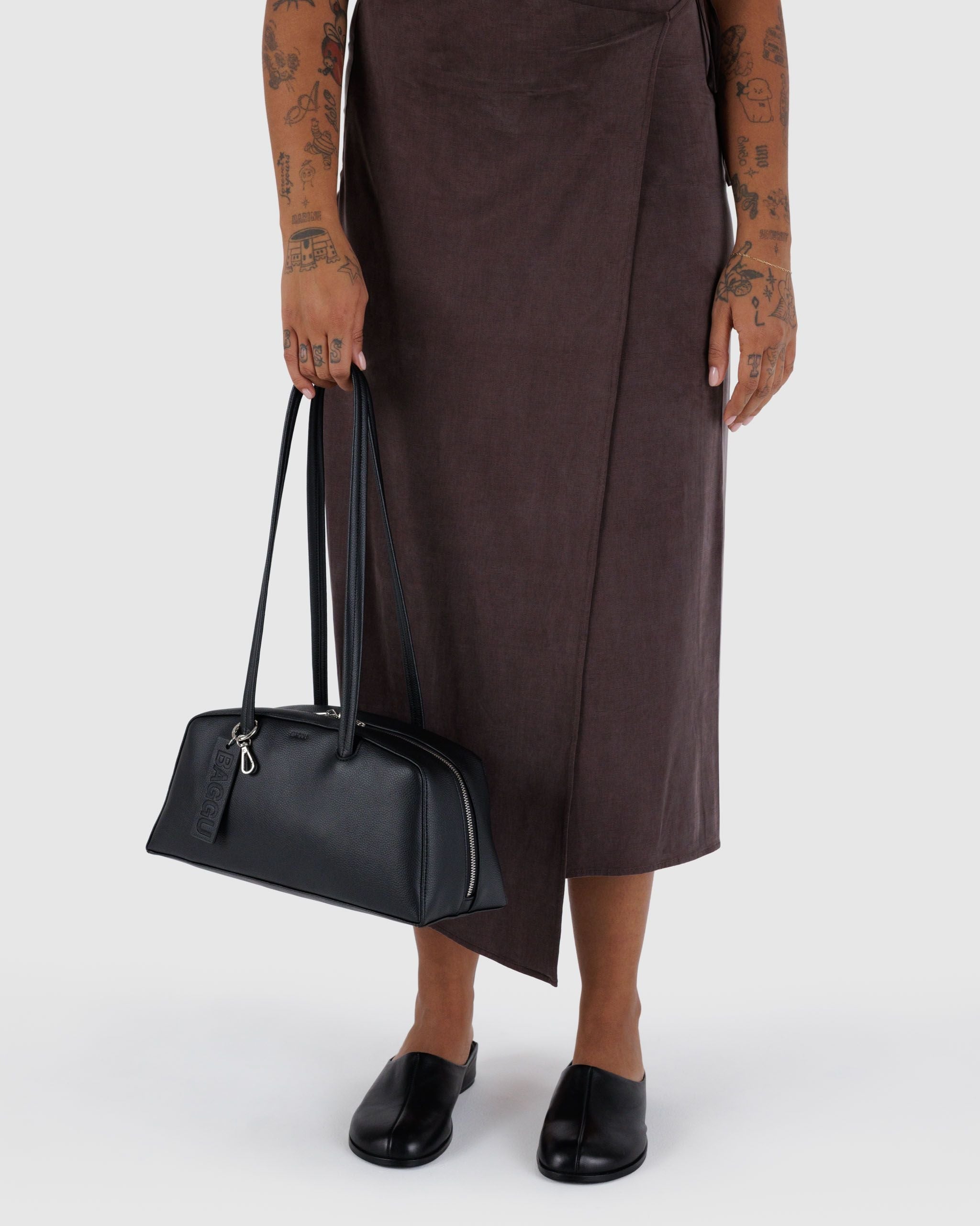 Recycled Leather Bowler Bag Black BAGS