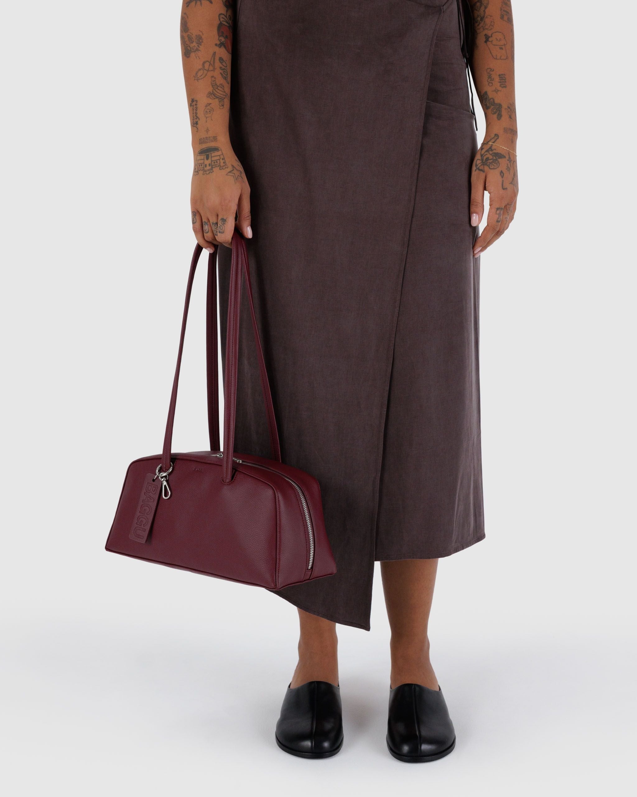 Recycled Leather Bowler Bag Mahogany BAGS