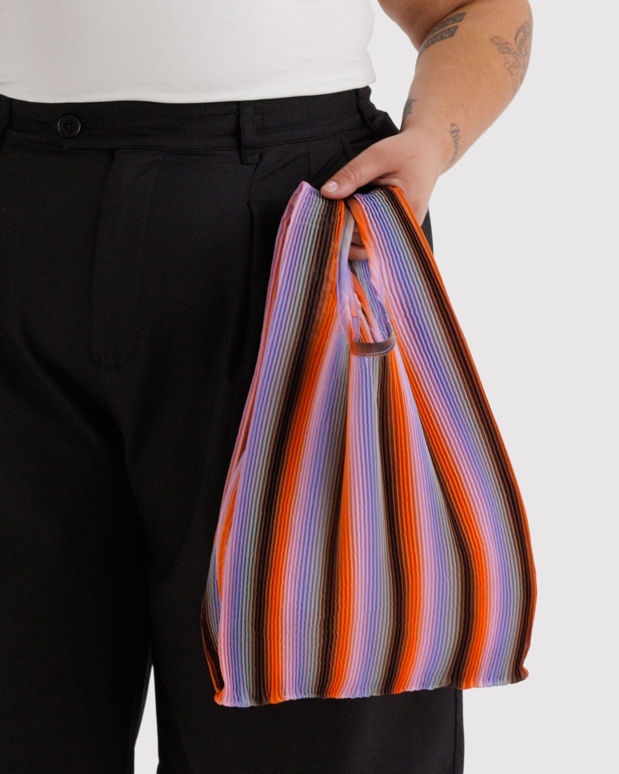 Pleated Baggu Gradient Stripe Poppy & Lilac BAGS