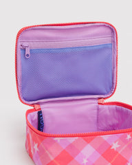 Small Cosmetic Case Pink Star Plaid